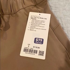 lululemon On The Fly Wide Leg Woven pant